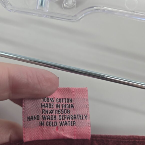 Vintage Y2K Fashion Terminal Burgundy Embroidery Beads 100% Cotton Maxi Skirt XL - Picture 10 of 11